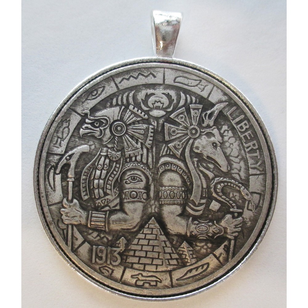 Anubis & Horus Egyptian Pyramid Memento Mori Coin/Pendant-Fantasy Coin!